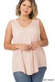 Hi-Low Sleeveless V-Neck