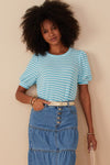 Stripe Textured Puff Sleeve