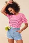 Stripe Textured Puff Sleeve