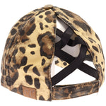 Cheetah Washed Ponytail Hat