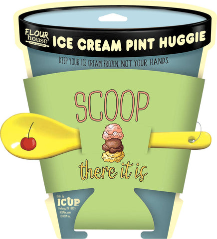 Scoop There It Is Ice Cream Pint Can Cooler and Spoon w/card