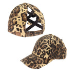 Cheetah Washed Ponytail Hat