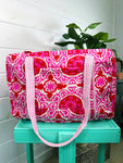 Red/Pink Medallion Quilted Weekender Bag