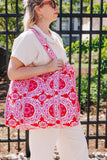 Pink/Red Medallion Quilted Tote Bag