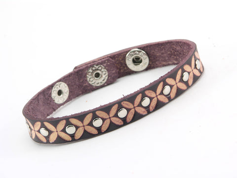 Sunflower Handmade leather inc - Leather Flower Bracelet - BR014