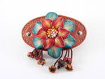 Leather Flower Hair Accessory