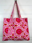 Pink/Red Medallion Quilted Tote Bag