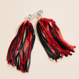 Sequined Tassels Glass Charm Earrings