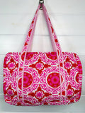 Red/Pink Medallion Quilted Weekender Bag