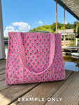 Quilted Tote Bag Pink Ikat