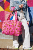 Red/Pink Medallion Quilted Weekender Bag