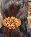 Leather Flower Hair Accessory