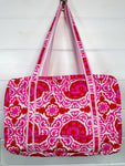 Red/Pink Medallion Quilted Weekender Bag