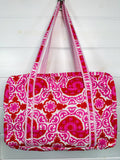 Red/Pink Medallion Quilted Weekender Bag